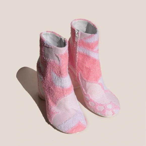 Maison Martin Margiela MM6 Pink Terry Cloth Bootie - Picture 1 of 6